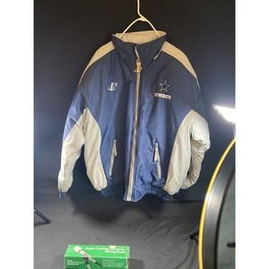 VINTAGE Dallas Cowboys Jacket Mens Large Blue Gray Logo Athletic Full Zip